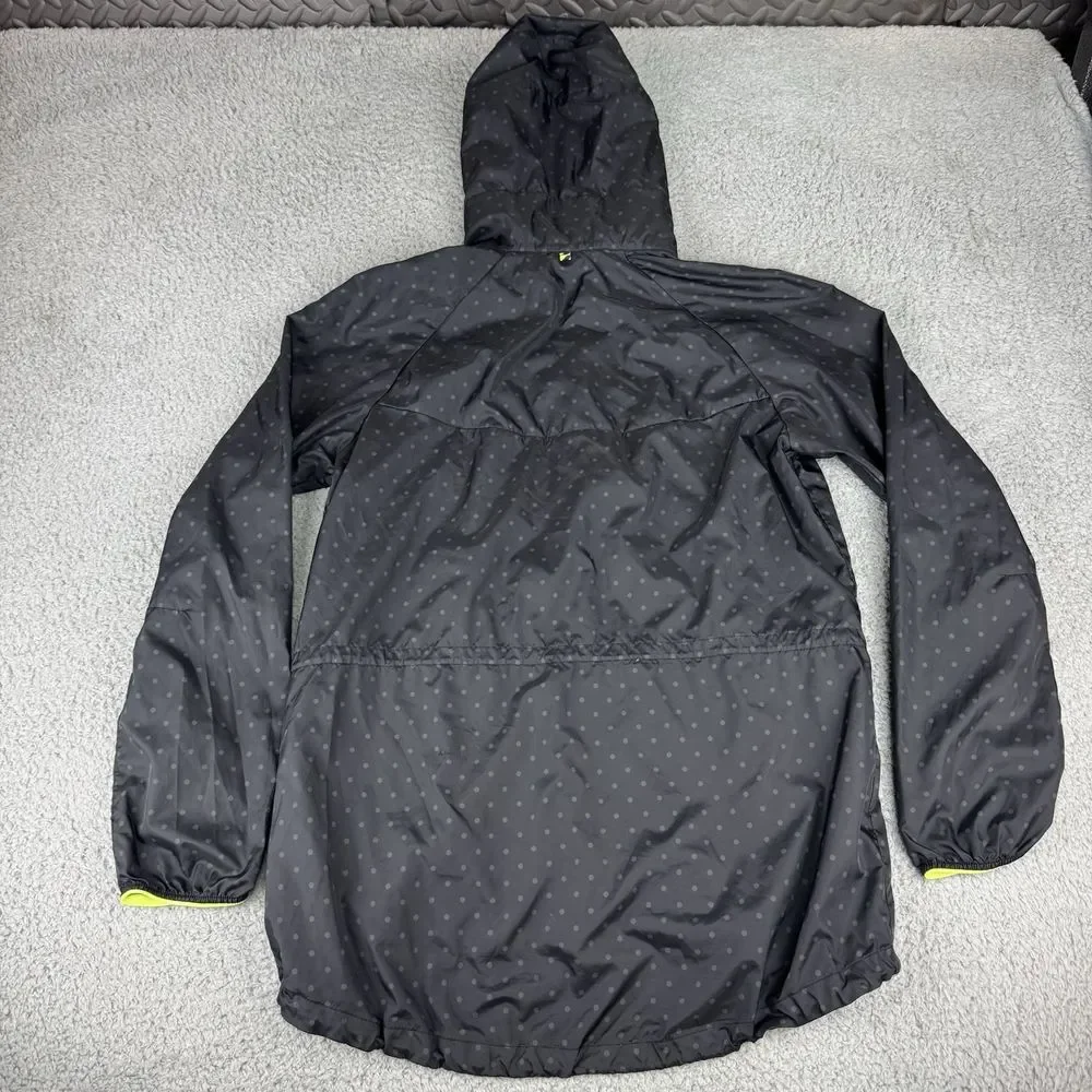 Nike Jacket Women's Large Black T/F Printed Wind‎ Runner Hooded Full Zip Active